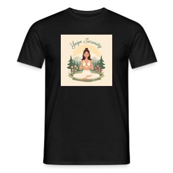 Yoga Sérénité Nature Design - T-shirt homme - noir - Devant - AI Model Male 178 light (178cm)