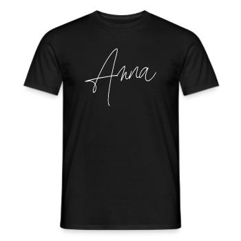 Anna / Écriture manuscrite Design personnalisé (Blanc) - T-shirt homme - noir - Devant - AI Model Male 178 light (178cm)