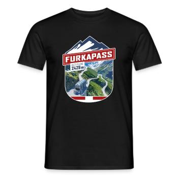 Sticker_CH_Furka - Men's T-Shirt - black - Front - AI Model Male 178 light (178cm)