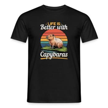 Funny aesthetic Kawaii Capybara - Männer T-Shirt - Schwarz - Vorne - AI Model Male 178 light (178cm)