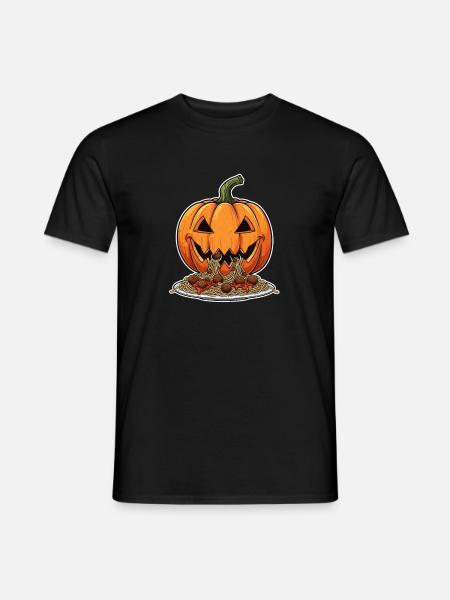 Halloween Pumpkin Head with Spaghetti - Men's T-Shirt - black