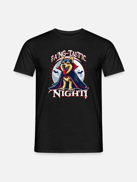 Vampire Dog Fang-tastic Halloween Night - Men's T-Shirt - black