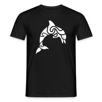 Dauphin Tribal – Tatouage et liberté de la mer - T-shirt homme - noir - Devant - AI Model Male 178 light (178cm)