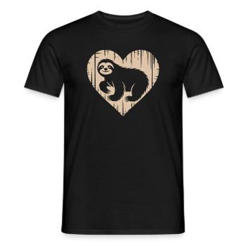 Cute Sloth Heart Design - Men's T-Shirt - black - Front - AI Model Male 178 light (178cm)