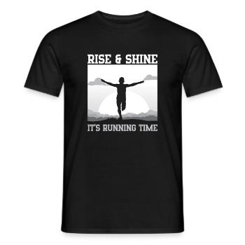 Idée cadeau de course à pied Rise & Shine pour marathonien - T-shirt homme - noir - Devant - AI Model Male 178 light (178cm)