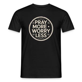 Chrétien prier plus s’inquiéter moins foi - T-shirt homme - noir - Devant - AI Model Male 178 light (178cm)