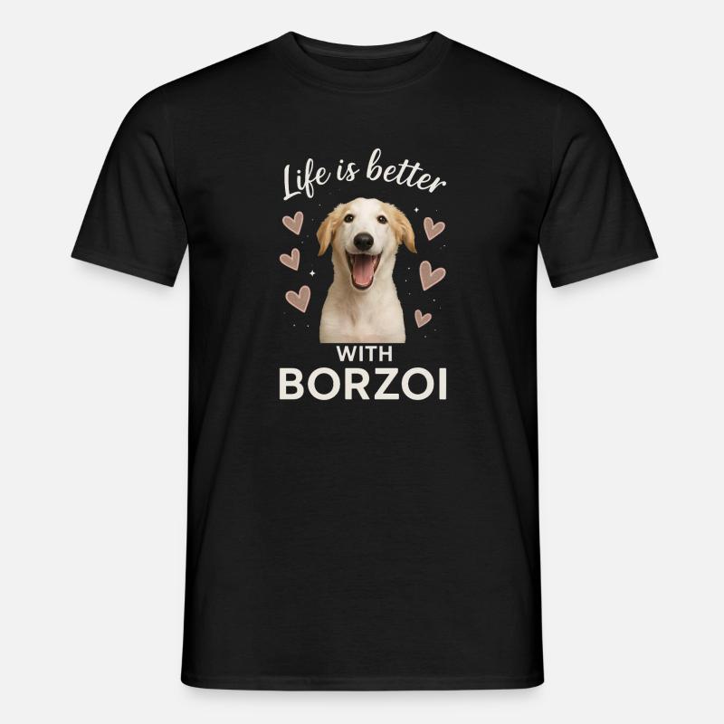 Borzoi - Männer T-Shirt - Schwarz
