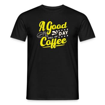 Une bonne journée commence par un café - T-shirt homme - noir - Devant - AI Model Male 178 light (178cm)