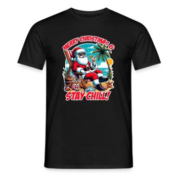 Santa am Strand – Merry Christmas & Stay Chill - Männer T-Shirt - Schwarz - Vorne - AI Model Male 178 light (178cm)