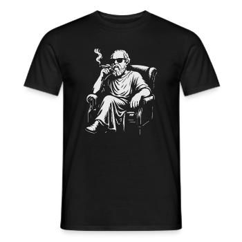 Socrates Smoker on Velvet Chair - Men's T-Shirt - black - Front - AI Model Male 178 light (178cm)