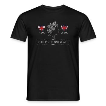 Queen's 100th birthday in 2026 - Men's T-Shirt - black - Front - AI Model Male 178 light (178cm)