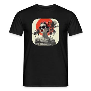 Collage de t-shirts rétro - T-shirt homme - noir - Devant - AI Model Male 178 light (178cm)