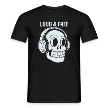 Skull Headphones Loud Free - Men's T-Shirt - black - Front - AI Model Male 178 light (178cm)