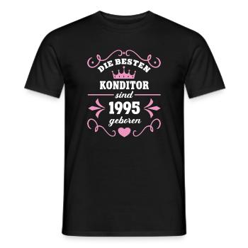 Anniversaire 1995 Confiseur Vintage 95 Chef pâtissier - T-shirt homme - noir - Devant - AI Model Male 178 light (178cm)