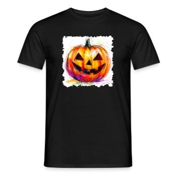 Colorful Pumpkin Jack-O-Lantern - Men's T-Shirt - black - Front - AI Model Male 178 light (178cm)