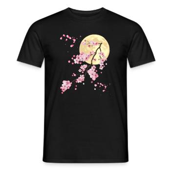 Vollmond mit Kirschblüte - Männer T-Shirt - Schwarz - Vorne - AI Model Male 178 light (178cm)