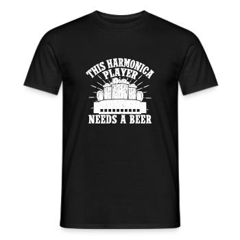 Harmonica Musican Needs A Beer Harmonica - Männer T-Shirt - Schwarz - Vorne - AI Model Male 178 light (178cm)
