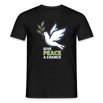 Dove of Peace Give Peace a Chance - Antiwar - Men's T-Shirt - black - Front - AI Model Male 178 light (178cm)