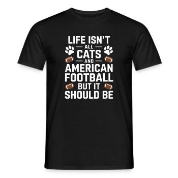 Football Saying Cats Funny Football Gift - Men's T-Shirt - black - Front - AI Model Male 178 light (178cm)