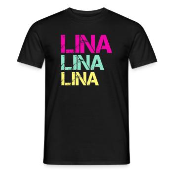 LINA Neon Triptych - Männer T-Shirt - Schwarz - Vorne - AI Model Male 178 light (178cm)
