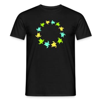 Many Turtles Circle Ring Colorful Round Silhouette - Men's T-Shirt - black - Front - AI Model Male 178 light (178cm)