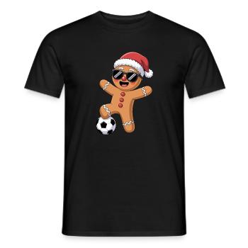 Festive Christmas Soccer Cartoon - Männer T-Shirt - Schwarz - Vorne - AI Model Male 178 light (178cm)