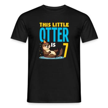 Cette loutre a 7 ans - Motif d’anniversaire mignon - T-shirt homme - noir - Devant - AI Model Male 178 light (178cm)