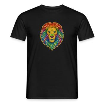 Rainbow Lion Glitter Motif - Men's T-Shirt - black - Front - AI Model Male 178 light (178cm)