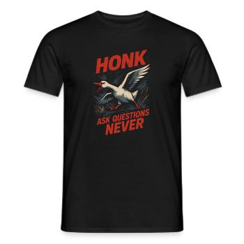 Funny Geese Meme Chaos Honk Certified Silly - Men's T-Shirt - black - Front - AI Model Male 178 light (178cm)