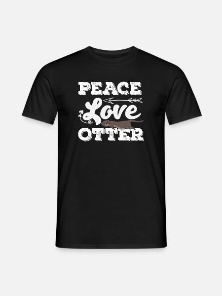 Seeotter Cartoon Frieden Liebe - Männer T-Shirt - Schwarz