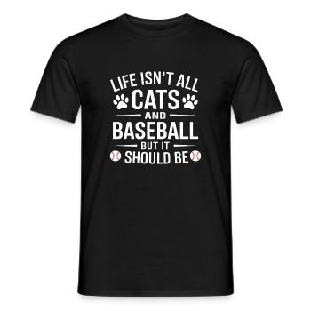 Baseball Spruch Katzen Lustiges Baseball Geschenk - Männer T-Shirt - Schwarz - Vorne - AI Model Male 178 light (178cm)