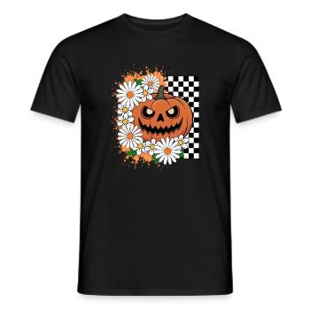 Halloween Kürbis | Jack o Laterne Blumen - Männer T-Shirt - Schwarz - Vorne - AI Model Male 178 light (178cm)
