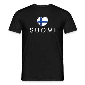 Heart with Finland flag, I love Finland - Men's T-Shirt - black - Front - AI Model Male 178 light (178cm)