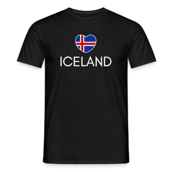 Cœur avec drapeau islandais, fierté islandaise - T-shirt homme - noir - Devant - AI Model Male 178 light (178cm)
