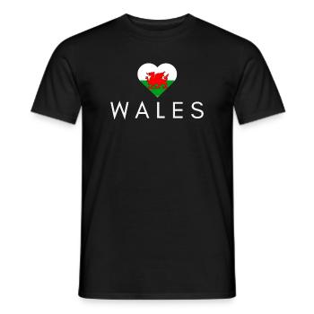 Heart with Welsh flag, master Wales - Men's T-Shirt - black - Front - AI Model Male 178 light (178cm)