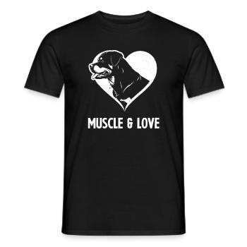 Rottweiler Muscle & Love Heart pour les fans de chiens - T-shirt homme - noir - Devant - AI Model Male 178 light (178cm)