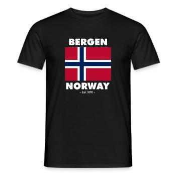 Norway Flag - Bergen - Norge - Norwegen - Men's T-Shirt - black - Front - AI Model Male 178 light (178cm)