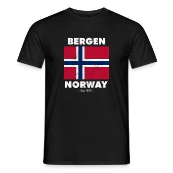 Norway Flag - Bergen - Norge - Norwegen - Men's T-Shirt - black - Front - AI Model Male 178 light (178cm)