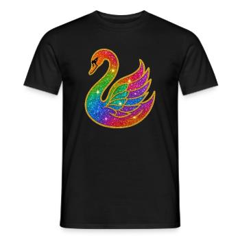 Regenbogen Glitzer Schwan Mutter - Männer T-Shirt - Schwarz - Vorne - AI Model Male 178 light (178cm)