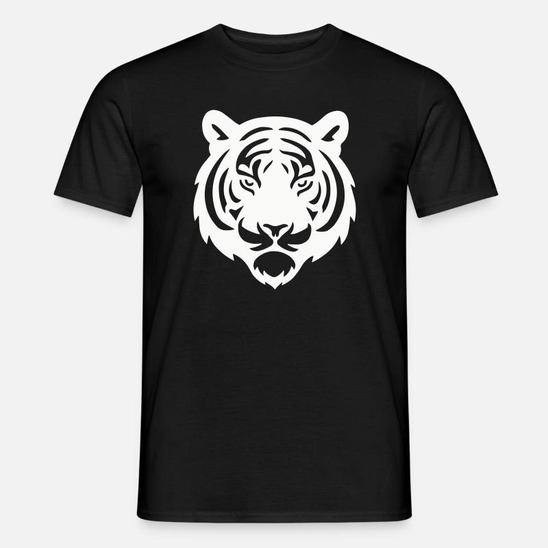Tiger Kopf Silhouette - Männer T-Shirt - Schwarz