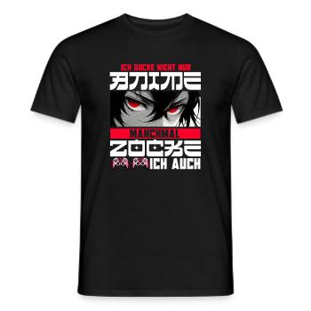 Ich Gucke Nicht Nur Anime Manchmal Zocke Ich Auch - Männer T-Shirt - Schwarz - Vorne - AI Model Male 178 light (178cm)