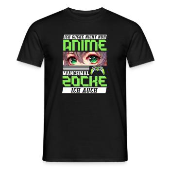 Ich Gucke Nicht Nur Anime Manchmal Zocke Ich Auch - Männer T-Shirt - Schwarz - Vorne - AI Model Male 178 light (178cm)