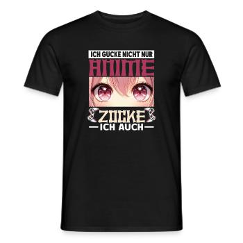 I don't just watch anime, sometimes I also play - Men's T-Shirt - black - Front - AI Model Male 178 light (178cm)