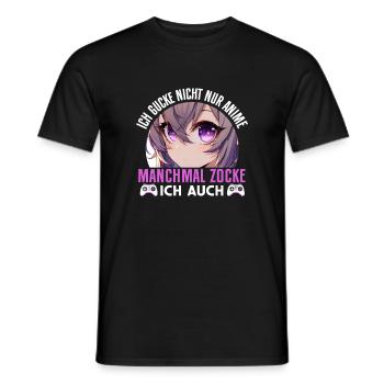 Ich Gucke Nicht Nur Anime Manchmal Zocke Ich Auch - Männer T-Shirt - Schwarz - Vorne - AI Model Male 178 light (178cm)