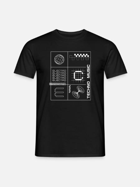 Geometrisches Elecotro Tech Grid Retro Poster - Männer T-Shirt - Schwarz
