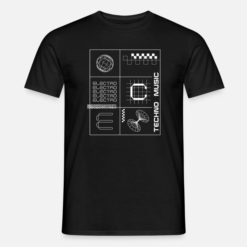 Geometrisches Elecotro Tech Grid Retro Poster - Männer T-Shirt - Schwarz