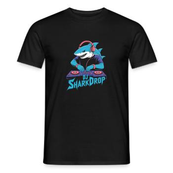 DJ SharkDrop Hai DJ EDM Rave Festival Bass - Men's T-Shirt - black - Front - AI Model Male 178 light (178cm)