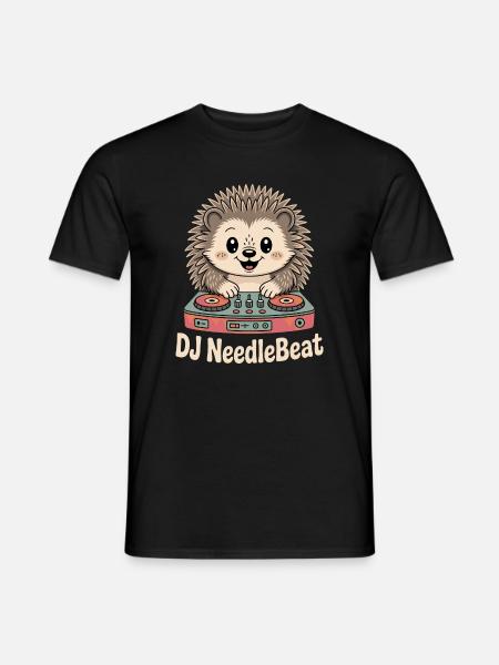 DJ NeedleBeat Hedgehog DJ Turntable Rave - Men's T-Shirt - black
