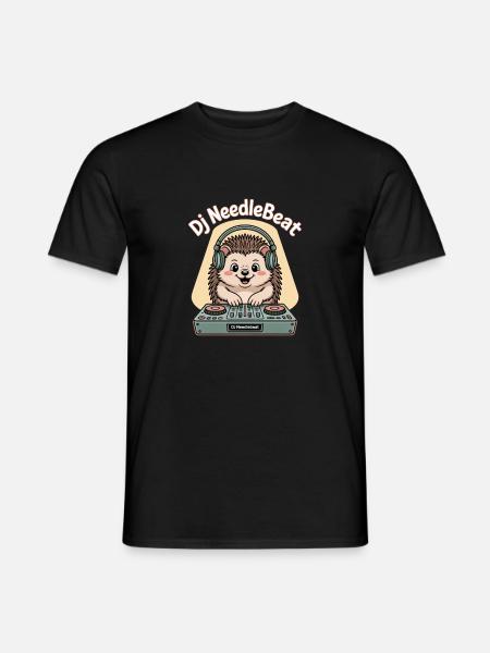 Dj NeedleBeat Igel DJ Mit Kopfhörern Am Pult - Männer T-Shirt - Schwarz