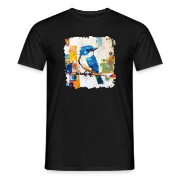 Blue Bird in Color Block Abstract - Men's T-Shirt - black - Front - AI Model Male 178 light (178cm)